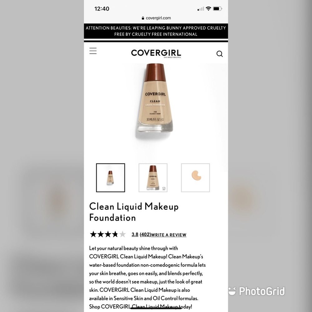 Covergirl clean liquid foundation